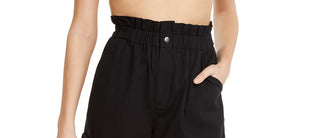 Danielle Bernstein Woemn's Paperbag Waist Shorts  Black Size Medium