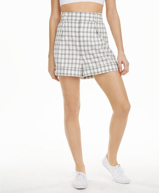 Danielle Bernstein Women's Plaid Shorts Natural Size 6