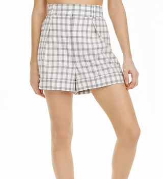 Danielle Bernstein Women's Plaid Shorts White Size 8