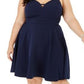 City Studios Women's Plus Size Trendy Sweetheart Dress Navy Size 22W