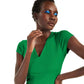 INC International Concepts Women's Ribbed V-Neck Top Green Size Medium