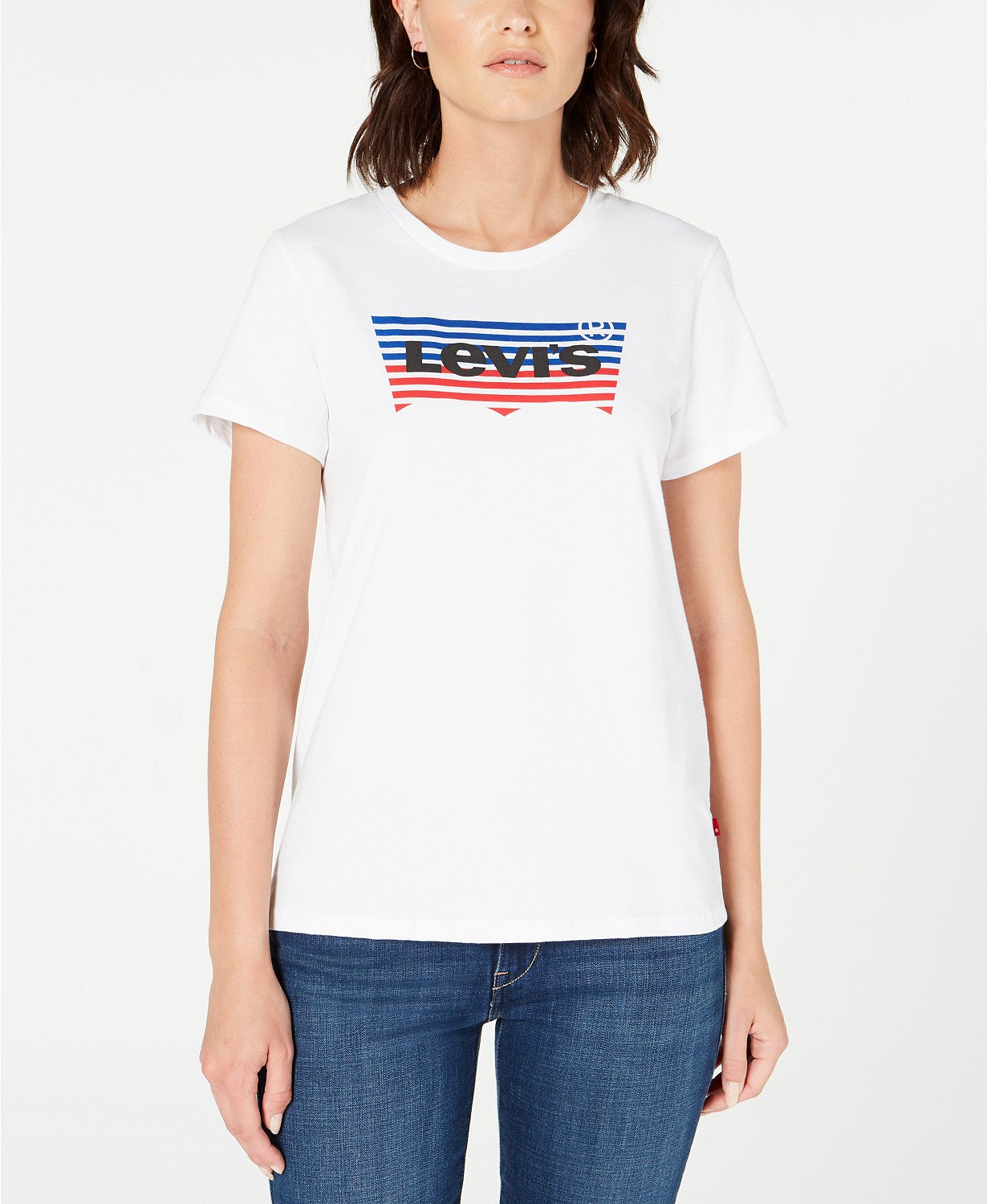 Levi's Women's The Perfect Cotton Batwing-Graphic T-Shirt White Size Small