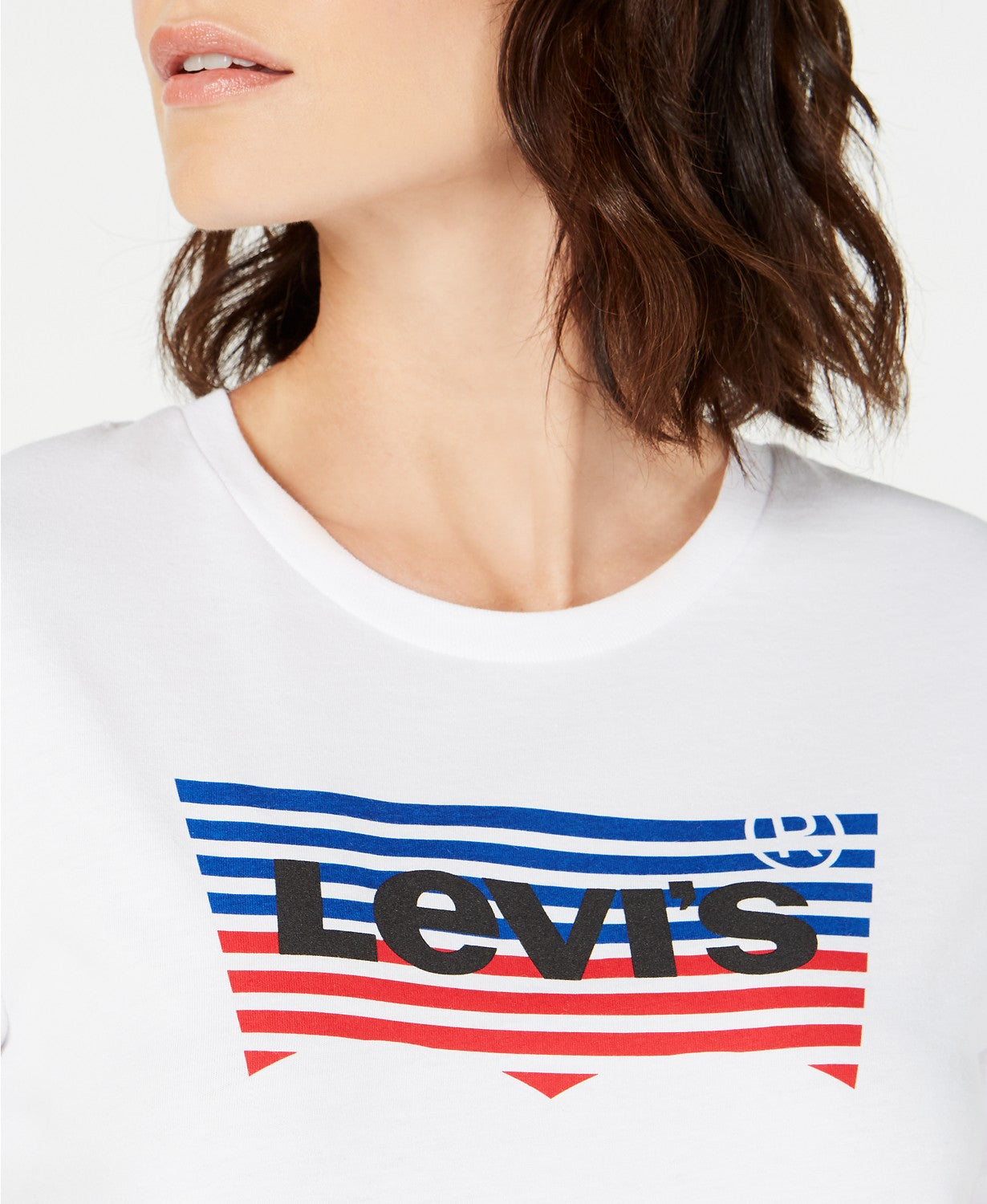 Levi's Women's The Perfect Cotton Batwing-Graphic T-Shirt White Size Small
