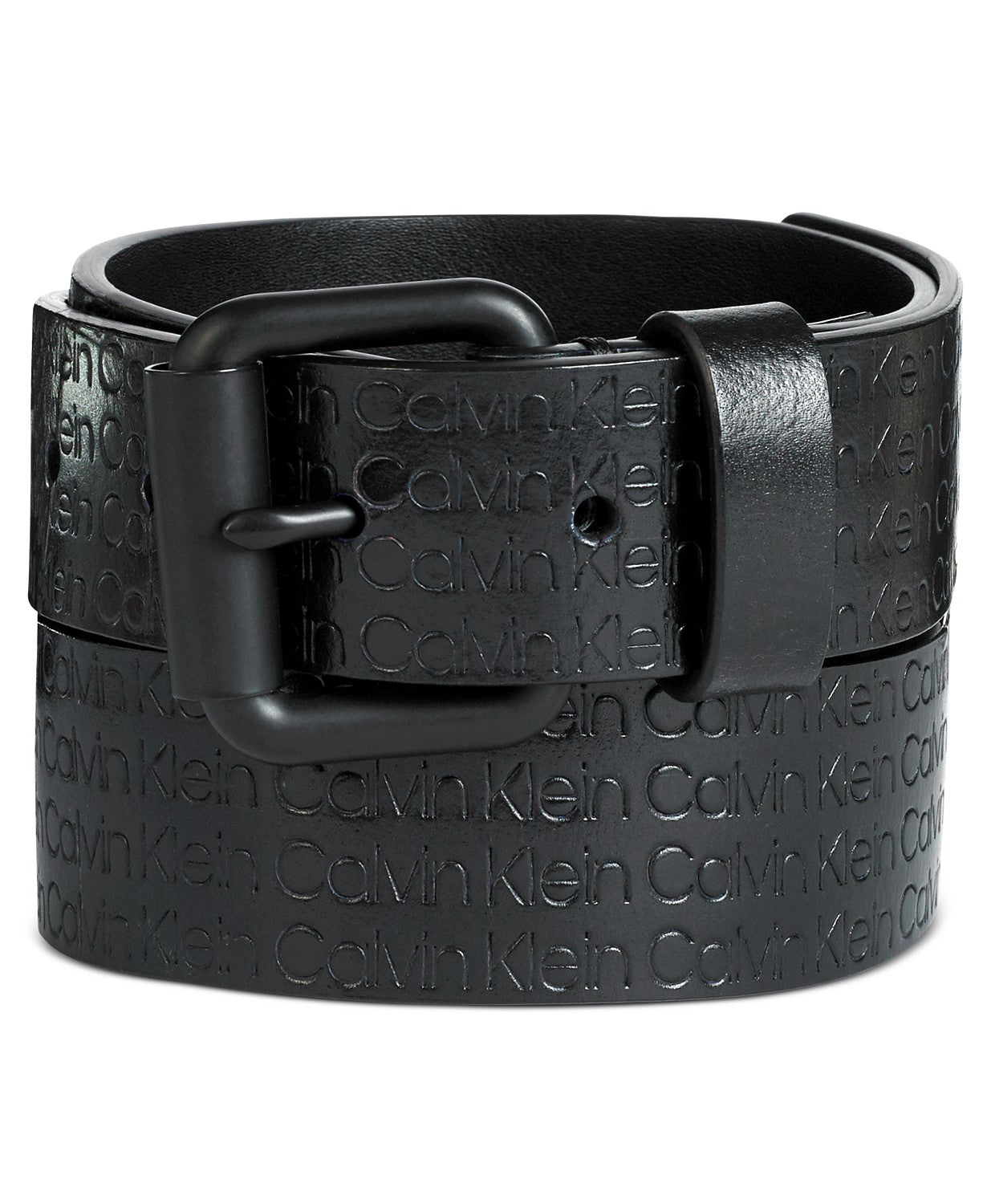 Calvin Klein Men's Embossed Logo Belt Black Size 42 Regular