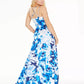 Sequin Hearts Juniors' Floral-Print Double-Strap Gown Blue Size 13