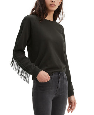 Levi's Women's Fringed Crewneck Sweatshirt Black Size 2 Extra Large