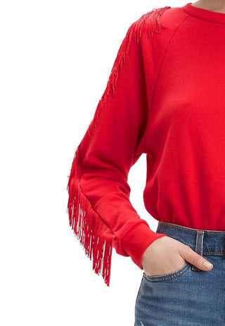 Levi's Women's Fringed Crewneck Sweatshirt Red Size Extra Large