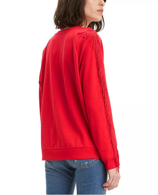 Levi's Women's Fringed Crewneck Sweatshirt Red Size Extra Large