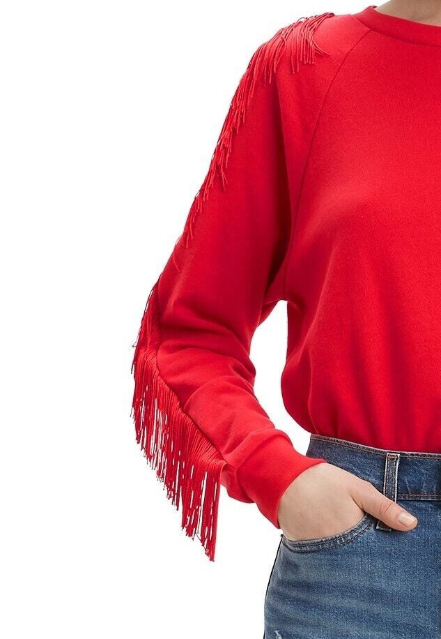 Levi's Women's Fringed Crewneck Sweatshirt Red Size X-Small