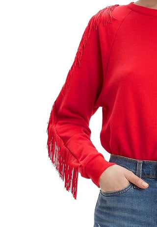 Levi's Women's Fringed Crewneck Sweatshirt Red Size X-Small