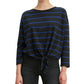 Levi's Women's Greta Striped Tie-Hem Cotton Top Black Size Medium