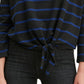 Levi's Women's Greta Striped Tie-Hem Cotton Top Black Size Medium