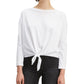 Levi's Women's Tie-Front Long-Sleeve Cotton T-Shirt White Size Large