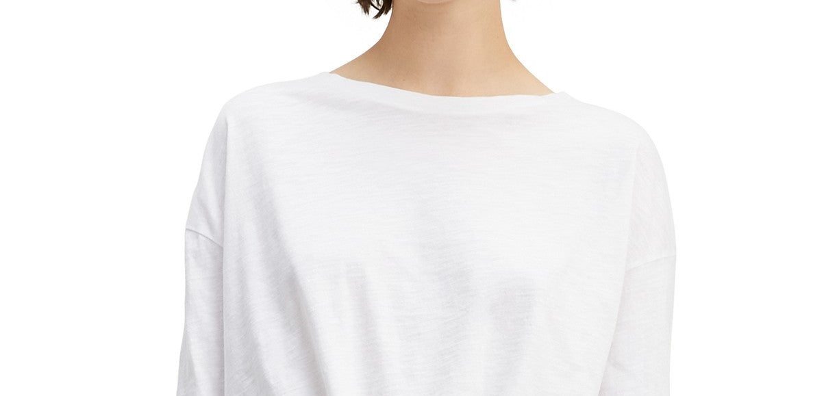 Levi's Women's Tie-Front Long-Sleeve Cotton T-Shirt White Size Large