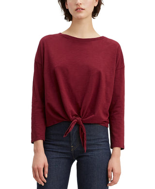 Levi's Women's Greta Cotton Tie Front T-Shirt Red Size Large