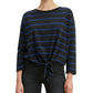 Levi's Women's Greta Striped Tie-Hem Cotton Top Black Size Large