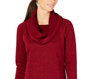 Ideology Women's Red Long Sleeve Cowl Neck Sweater Dark Red Size Medium
