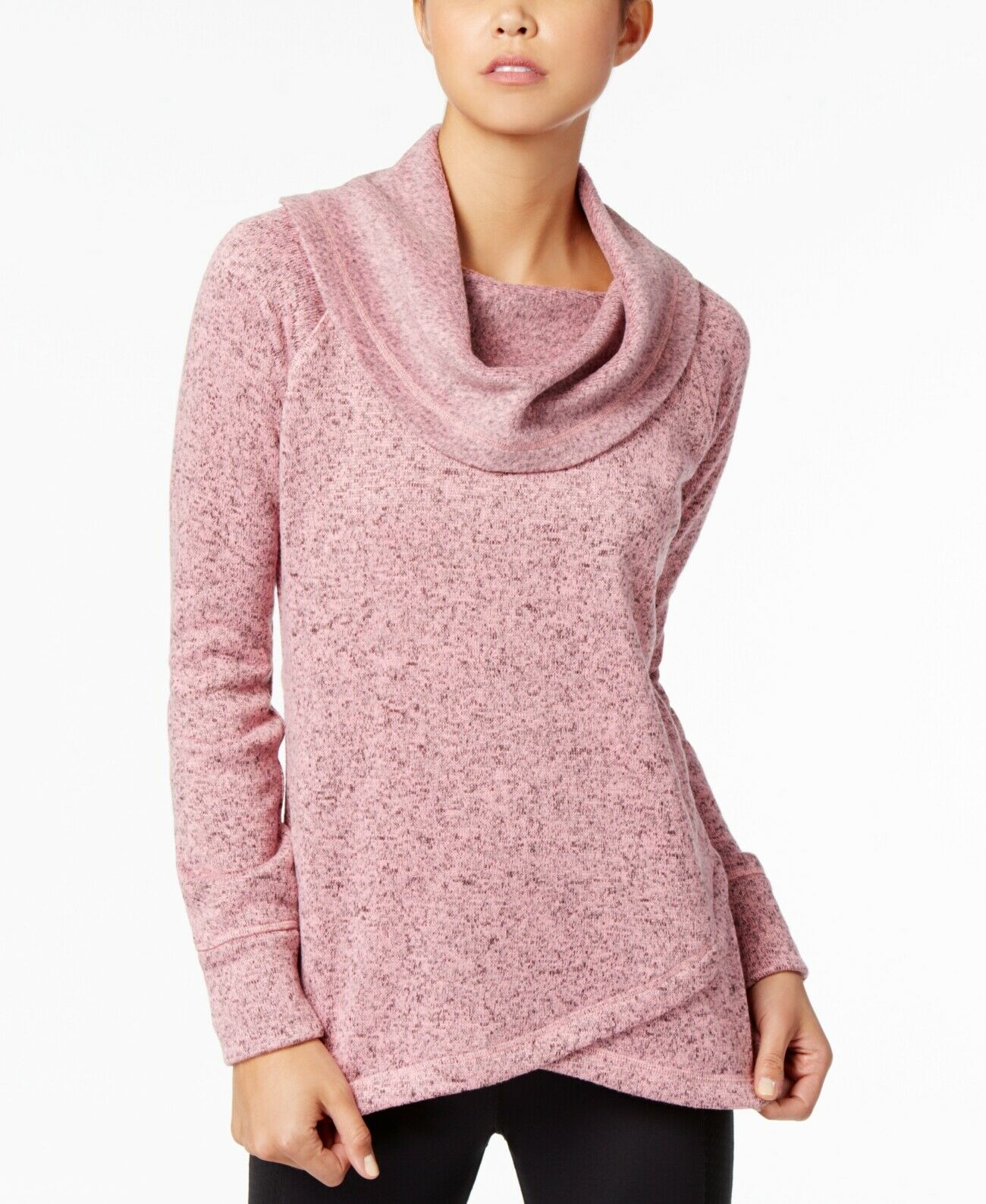 Ideology Women's Cowl-Neck Pullover Pink Size Extra Small