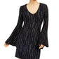 City Studios Juniors' Glitter Stripe Dress Navy/ Gold Size Large