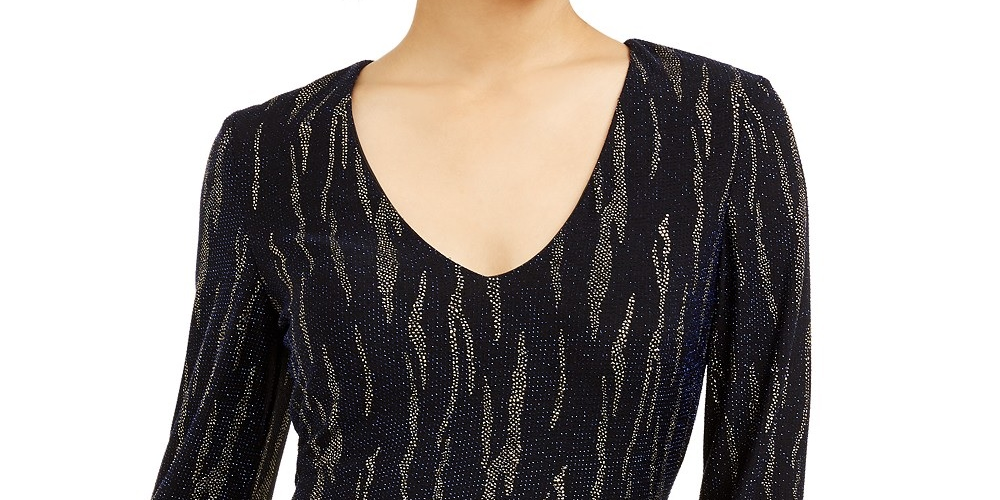 City Studios Juniors' Glitter Stripe Dress Navy/ Gold Size Large
