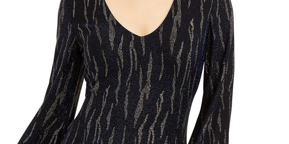 City Studios Juniors' Glitter Stripe Dress Navy/ Gold Size Large