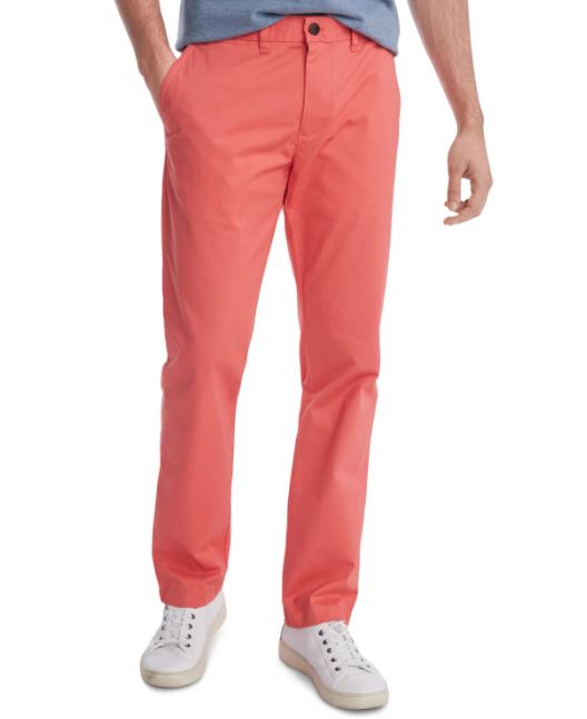 Tommy Hilfiger Men's Th Flex Stretch Custom Fit Chino Pant Pink Size 34X30