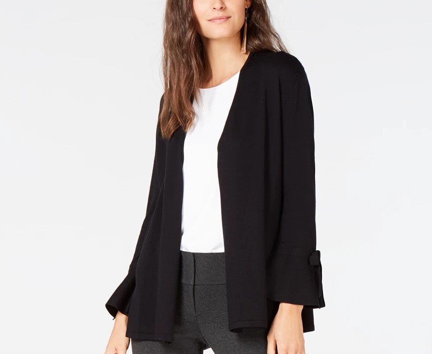 Alfani Women's Tie-Sleeve Cardigan Black Size Medium