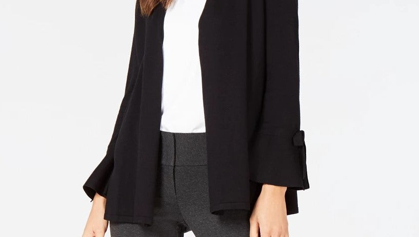 Alfani Women's Tie-Sleeve Cardigan Black Size Medium