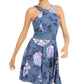 City Studios Juniors' Glitter Floral-Print Skater Dress Blue Size 1