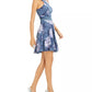 City Studios Juniors' Glitter Floral-Print Skater Dress Blue - Size 7