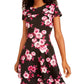 City Studios Juniors' Floral-Print Fit & Flare Dress Bright Purple Size 1
