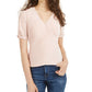 American Rag Juniors' Ruched-Sleeve Rib-Knit Velvet Top Rose Smoke Size Medium