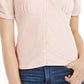 American Rag Juniors' Ruched-Sleeve Rib-Knit Velvet Top Rose Smoke Size Medium