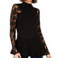INC International Concepts Women's Petite Lace Peplum Sweater Black Size Small