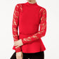 INC International Concepts Women's Petite Lace Peplum Top Red Size Small