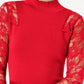 INC International Concepts Women's Petite Lace Peplum Top Red Size Small