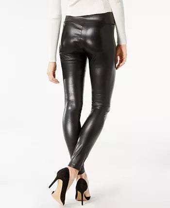 INC International Concepts Women's Petite Faux-Leather Skinny Pants Black Size 4 P