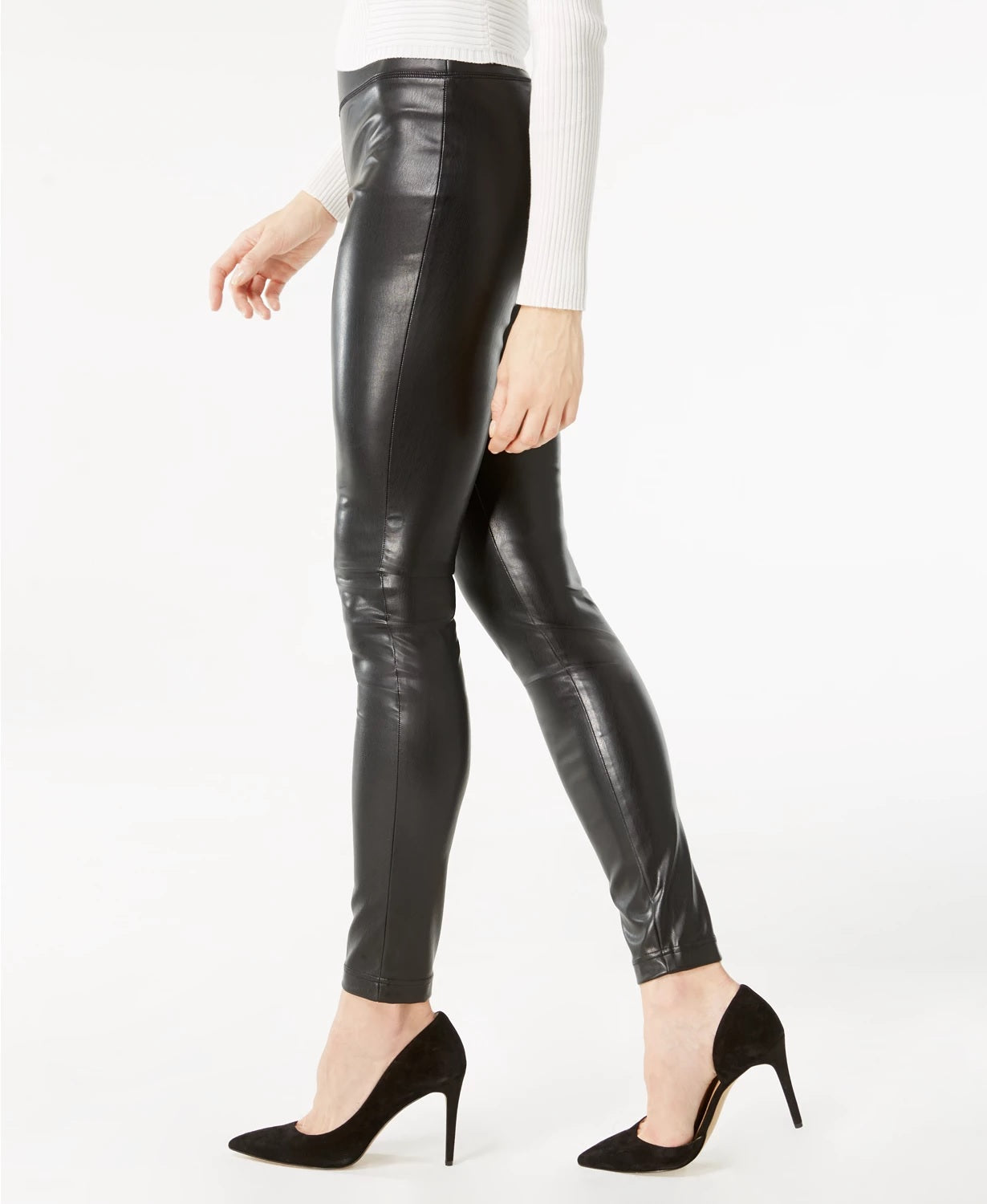 INC International Concepts Women's Petite Faux-Leather Skinny Pants Black Size 4 P