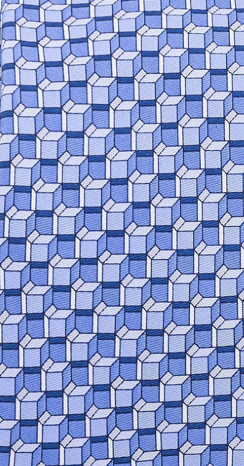 Michael Kors Men's Light & Dark Blue Geometric Boxes Silk Neck Tie Navy Size Regular