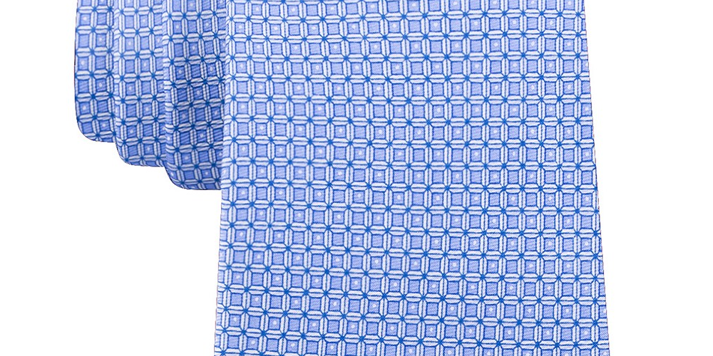 Michael Kors Men's Classic Geo Cube Silk Twill Tie Navy Size Regular