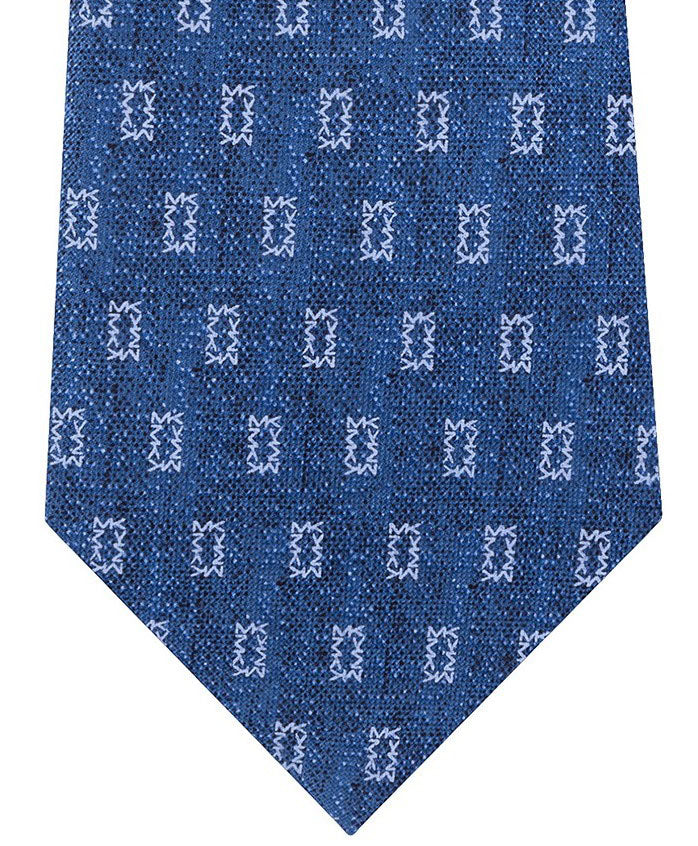 Michael Kors Men's Micro-Logo Block Neat Silk Twill Tie Navy Size Regular