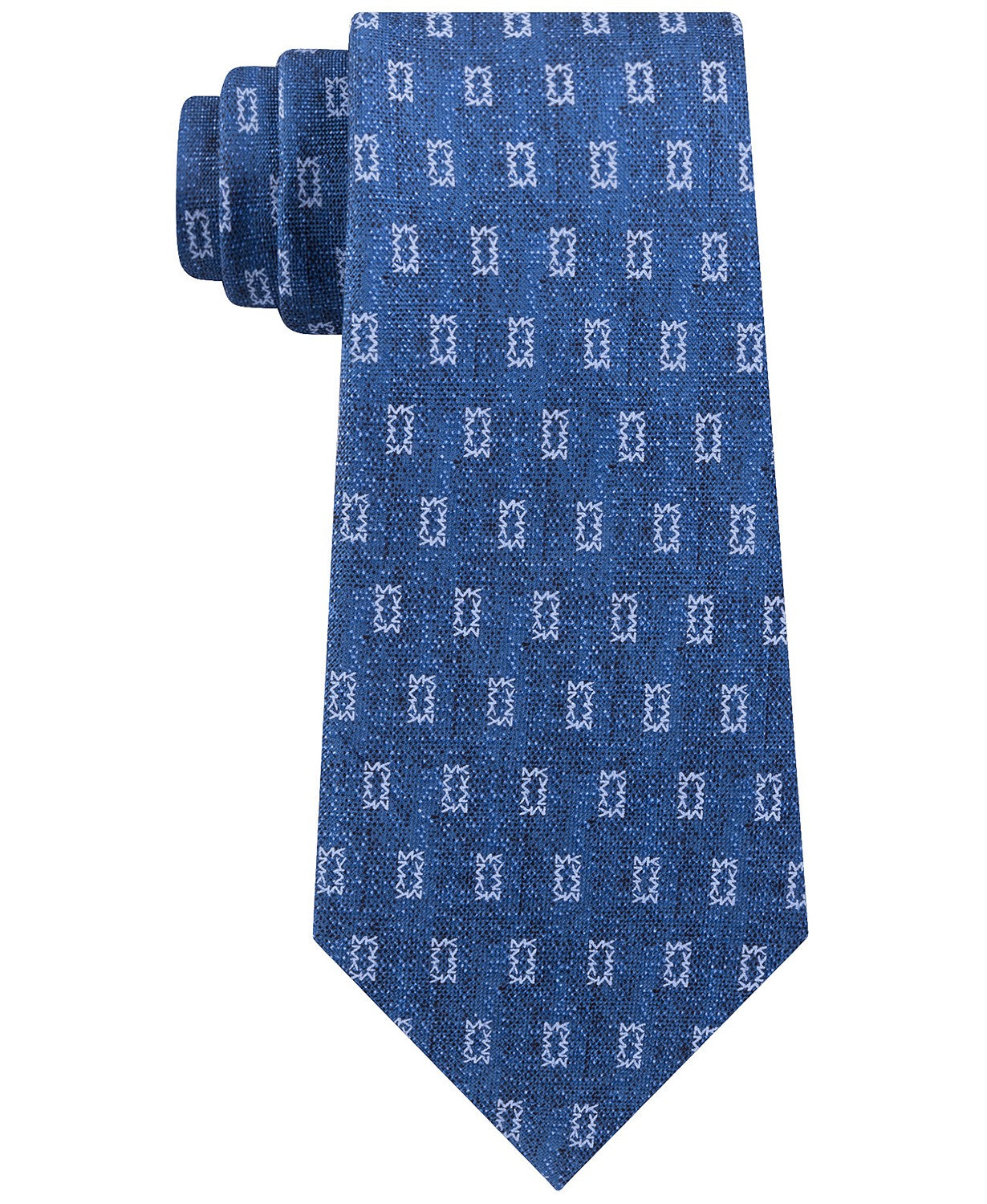 Michael Kors Men's Micro-Logo Block Neat Silk Twill Tie Navy Size Regular