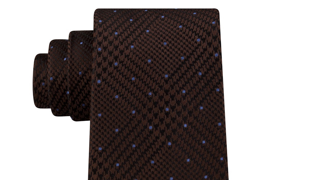 Michael Kors Men's Dotted Glen-Check Silk Tie Brown Size Regular