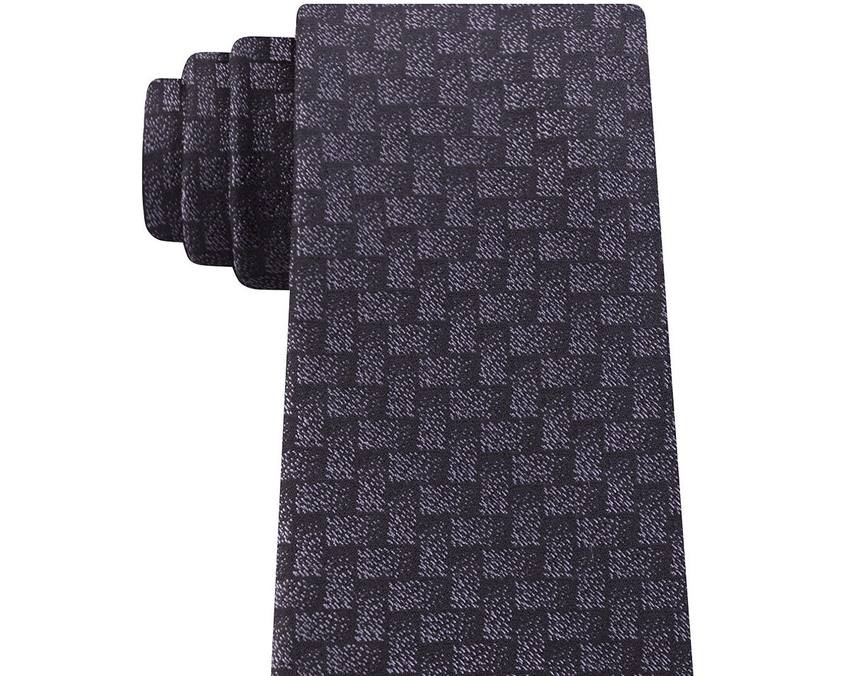 Michael Kors Men's Basket Weave Tie Black Size Regular