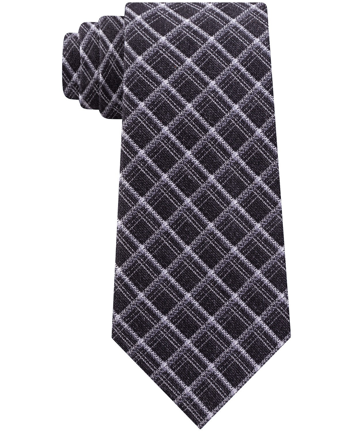 Michael Kors Men's Fuzzy Diamond Grid Neck Tie Black Size Regular