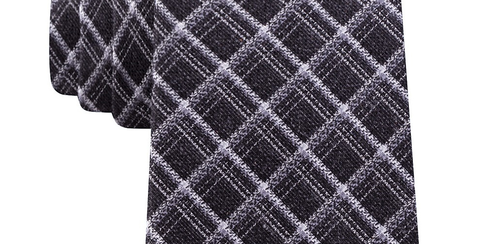 Michael Kors Men's Fuzzy Diamond Grid Neck Tie Black Size Regular