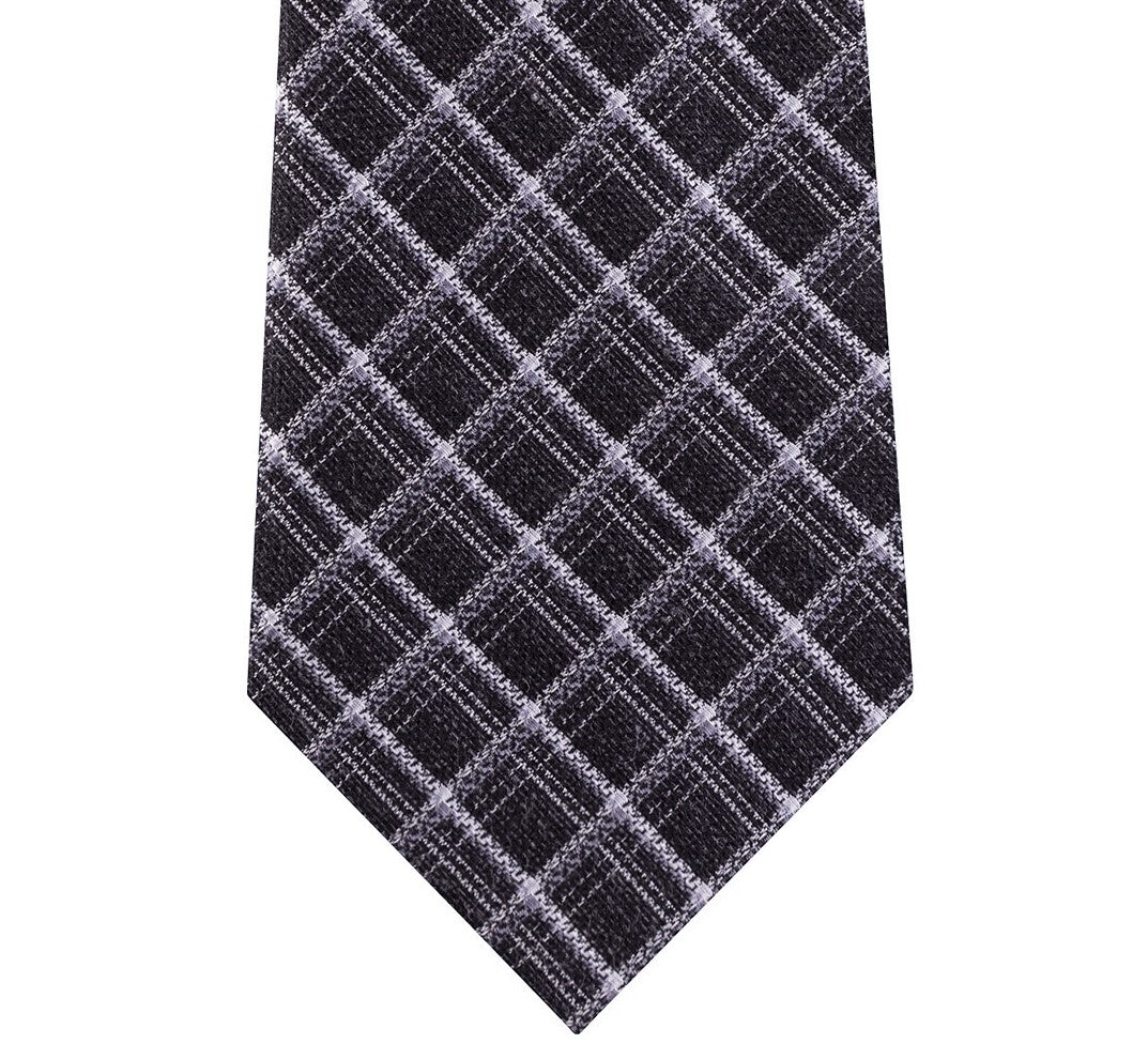 Michael Kors Men's Fuzzy Diamond Grid Neck Tie Black Size Regular