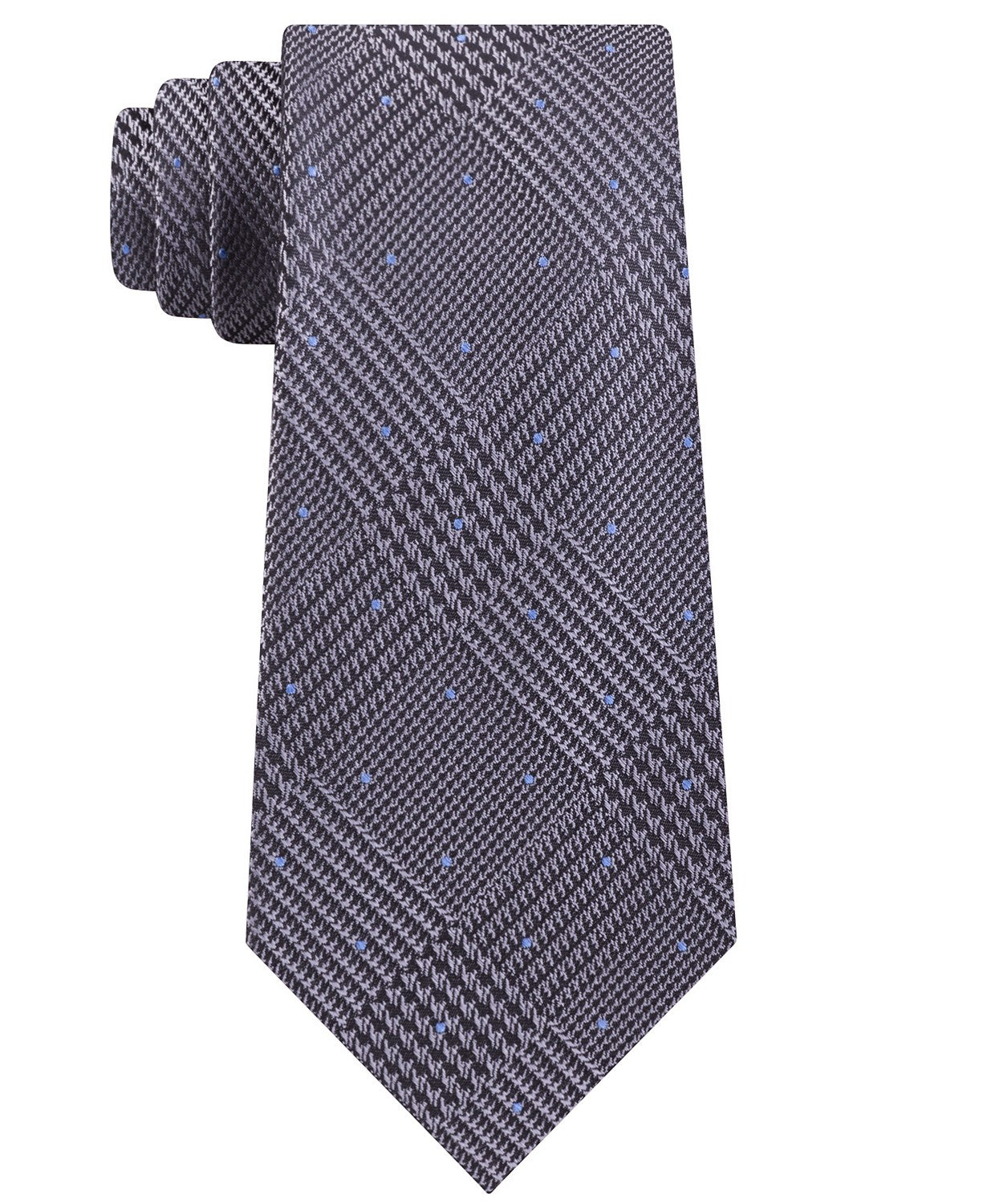 Michael Kors Men's Plaid Micro Flecks Neck Tie Gray Size Regular