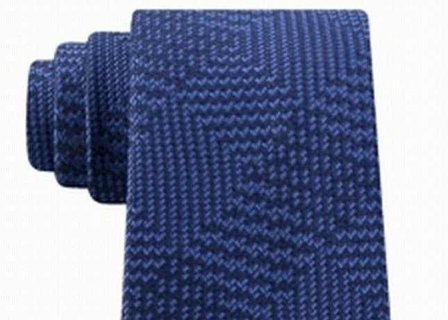 Michael Kors Men's Textured Geometric Patchwork Tie Blue Size Regular