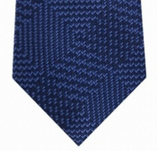 Michael Kors Men's Textured Geometric Patchwork Tie Blue Size Regular